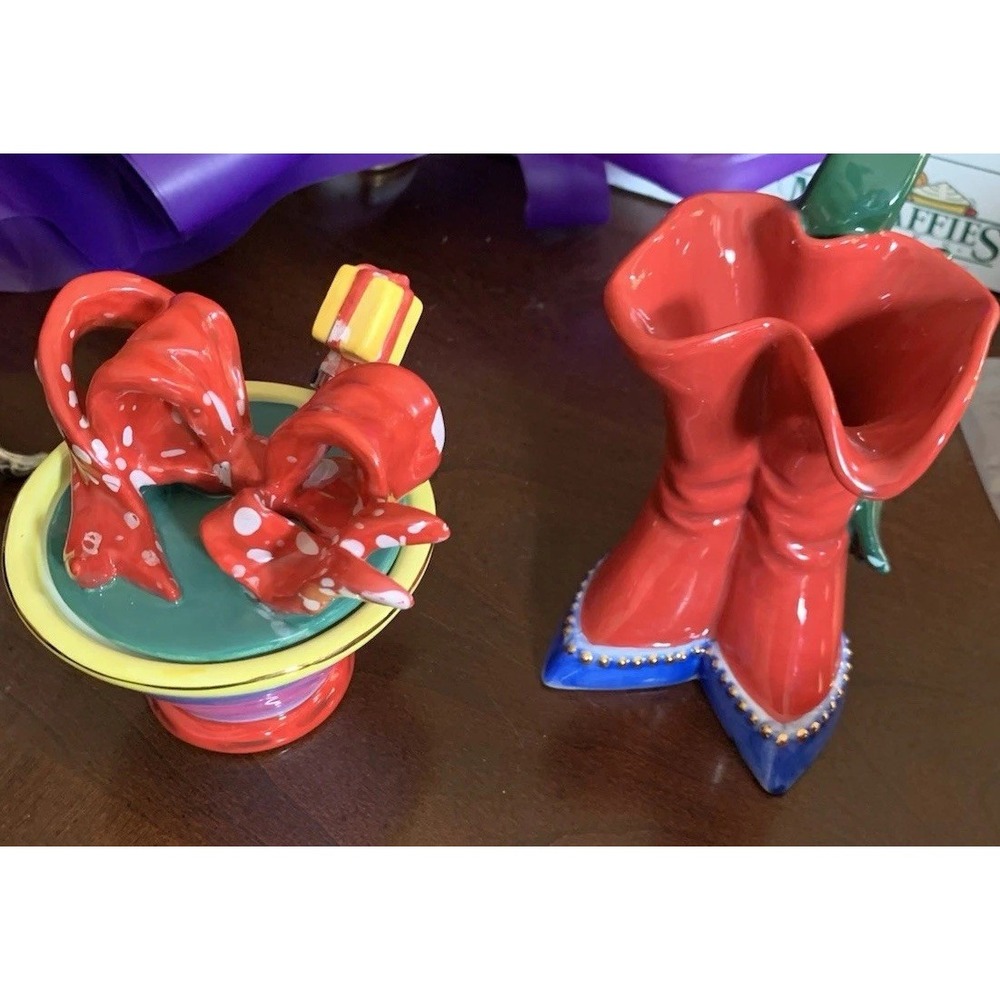 Whimsical 2 Boot‎ Creamer and Sugar Bowl With Spoon Unbranded Red/blue/Yellow